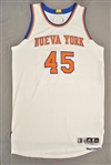 Aldrich, Cole<br>White “NOCHES ENE•BE•A” Jersey - Worn 1 Game (3/15/15)<br>New York Knicks 2014-15<br>#45 Size: 3XL+4