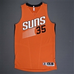 Bender, Dragan<br>Orange Sleeved - Worn 4/2/2017<br>Phoenix Suns 2016-17<br>#35 Size: XL + 2