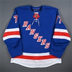 DeAngelo, Tony *<br>Blue Set 1 - Preseason Only<br>New York Rangers 2017-18<br>#77 Size: 56