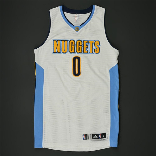 Mudiay, Emmanuel<br>White Regular Season - Worn 1 Game (11/12/16)<br>Denver Nuggets 2016-17<br>#0 Size: L+2