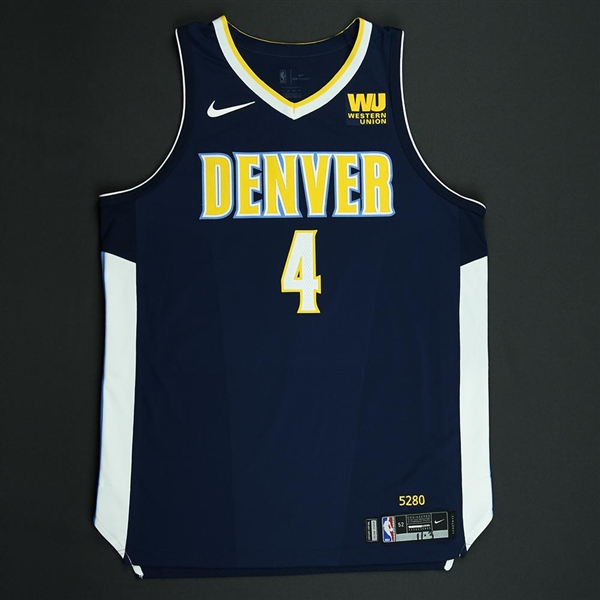 Millsap, Paul<br>Navy Icon Edition - Worn 11/3/17<br>Denver Nuggets 2017-18<br>#4 Size: 52+2

