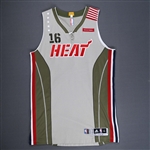 Johnson, James<br>Home Strong Jersey - Worn 11/15/2016<br>Miami Heat 2016-17<br>#16 Size: XL+2