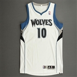 Flynn, Jonny<br>White Regular Season - Worn 1 Game (12/22/10)<br>Minnesota Timberwolves 2010-11<br>#10 Size: L+2