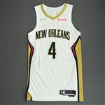 Graham, Devonte<br>White Association Edition - Worn 10/23/21<br>New Orleans Pelicans 2021-22<br>#4 Size: 44+4