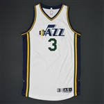 Burke, Trey<br>White Regular Season - Worn 1 Game (11/18/15) - 2nd Half Only<br>Utah Jazz 2015-16<br>#3 Size: XL+2