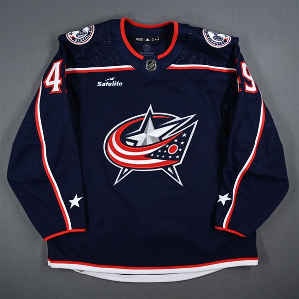 (NNOB), No Name On Back<br>Blue Set 1 - Game-Issued (GI)<br>Columbus Blue Jackets 2023-24<br>#49 Size: 56