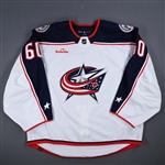 (NOBR), Name on Back Removed<br>White Set 1 - Game-Issued (GI)<br>Columbus Blue Jackets 2023-24<br>#60 Size: 58G