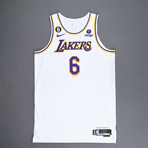 James, LeBron<br>Association Edition - Worn 12/2/2022 - (Moved into 13th All-Time Regular-Season Games Played)<br>Los Angeles Lakers 2022-23<br>#6 Size: 54+6