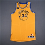 Bell, Charlie<br>Gold - Hardwood Classics w/ Mieuli Memorial Patch - Worn 2/15/11<br>Golden State Warriors 2010-11<br>#34 Size: XL+2