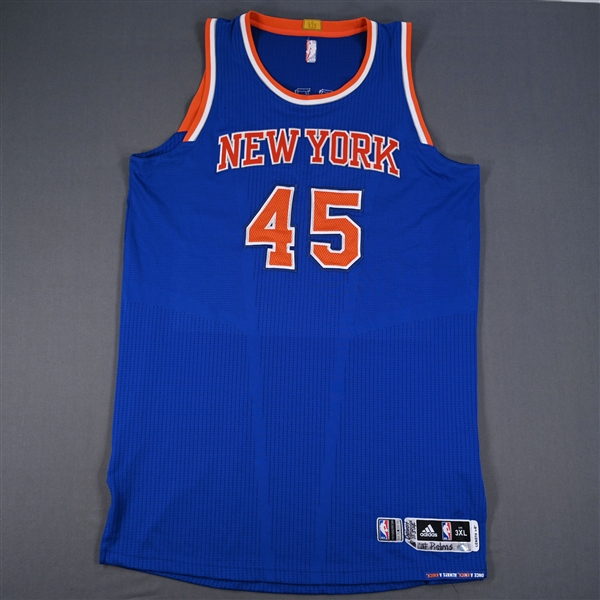 Aldrich, Cole *<br>Blue - Worn 11/5/2014<br>New York Knicks 2014-15<br>#45 Size: 3XL + 4"