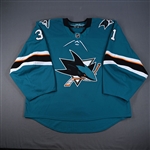Jones, Martin *<br>Teal Set 3<br>San Jose Sharks 2017-18<br>#31 Size: 58G