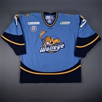 Musitelli, Nino *<br>Blue w/ ECHL 25th Anniversary patch<br>Toledo Walleye 2012-13<br>#7 Size: 56