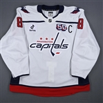 Ovechkin, Alex<br>White Set 2C w/C, w/ 50th Anniversary Patch - 875th Career Goal - 4 Games<br>Washington Capitals 2024-25<br>#8 Size: 58+