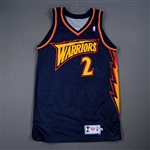 Barry, Drew<br>Navy w/ Wilt Chamberlain Memorial Band - Game-Issued (GI)<br>Golden State Warriors 1999-00<br>#2 Size: 44+4