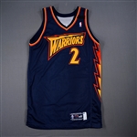 Barry, Drew<br>Navy w/ Wilt Chamberlain Memorial Band - Game-Issued (GI)<br>Golden State Warriors 1999-00<br>#2 Size: 46