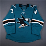 DeMelo, Dylan *<br>Teal<br>San Jose Sharks 2017-18<br>#74 Size: 56
