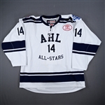 Leivo, Josh *<br>White Warm-Up Jersey - AHL 80th Anniversary Patch - Autographed<br>AHL All-Star 2015-16<br>#14 Size: 56