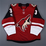 Goligoski, Alex *<br>Red Set 1 w/ 20th Anniversary Patch<br>Arizona Coyotes 2017-18<br>#33 Size: 56