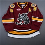 Benoit, Andre *<br>Burgundy Skills Competition w/A - Autographed<br>Chicago Wolves 2015-16<br>#6 Size: 56
