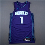 Ball, LaMelo<br>Statement Edition - Worn 2 Games - 3/1/25 & 3/3/25<br>Charlotte Hornets 2024-25<br>#1 Size: 44+4
