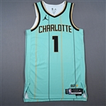 Ball, LaMelo<br>City Edition - Worn 3/23/2025 (Recorded a Double-Double)<br>Charlotte Hornets 2024-25<br>#1 Size: 44+4