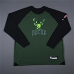 Nwora, Jordan<br>City Edition Long-Sleeved Shooting Shirt - Game-Issued (GI)<br>Milwaukee Bucks 2021-22<br>#13 Size: XL Tall